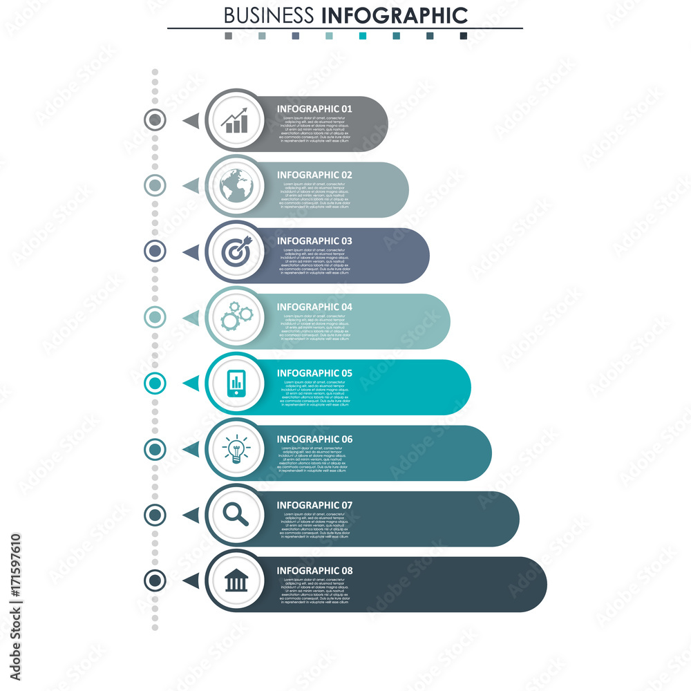 Business Data Chart Example Business data, chart. Abstract elements of graph, diagram with 8 steps ...