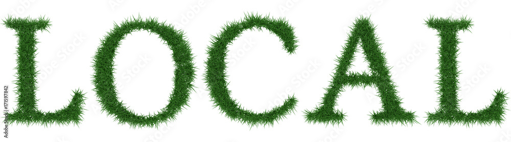 Local - 3D rendering fresh Grass letters isolated on whhite background. Local - 3D rendering fresh Grass letters isolated on whhite background.