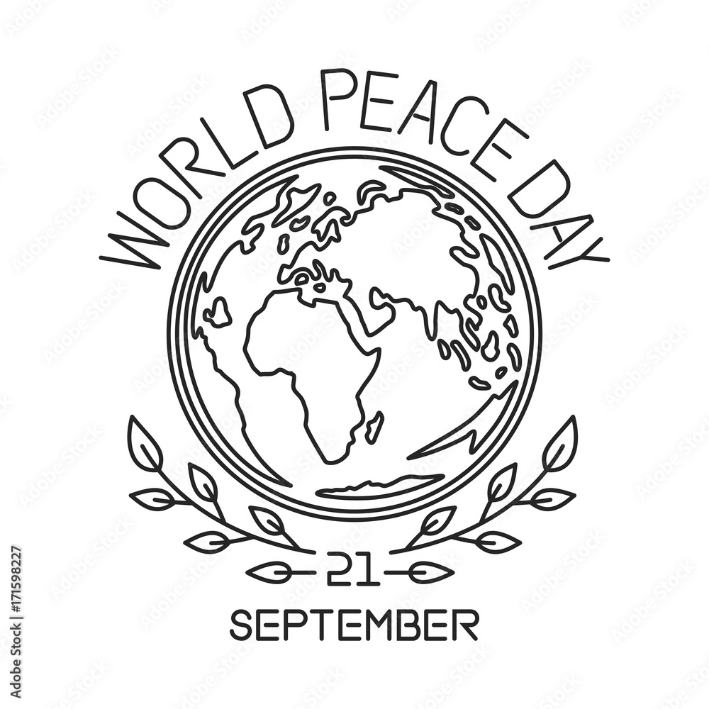 World Peace Day line logo design. International Day of Peace. September 21. Vector illustration