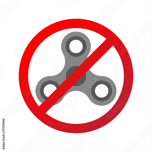 Vector illustration of fidget spinner prohibition, forbidden fidget spinner icon isolated on white background