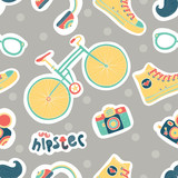 Hipsters. Cute vintage seamless pattern.