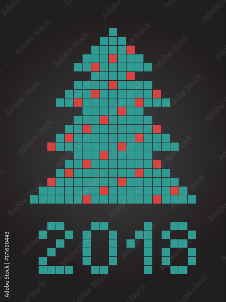 Christmas pixel tree background.