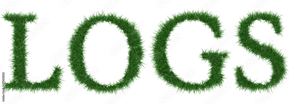 Logs - 3D rendering fresh Grass letters isolated on whhite background. Logs - 3D rendering fresh Grass letters isolated on whhite background.