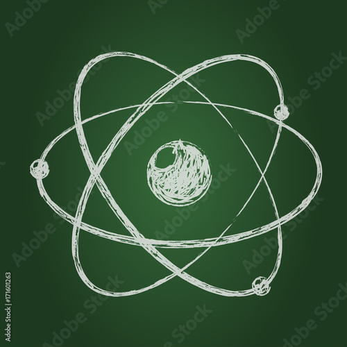 model of atom. atom icon. pencil drawing . vector illustration