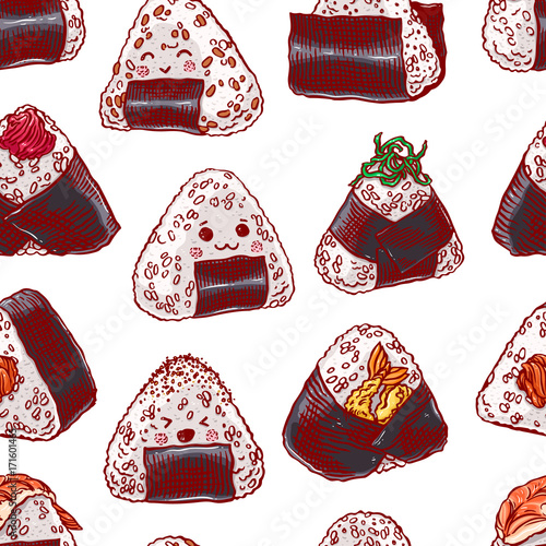 seamless different onigiri