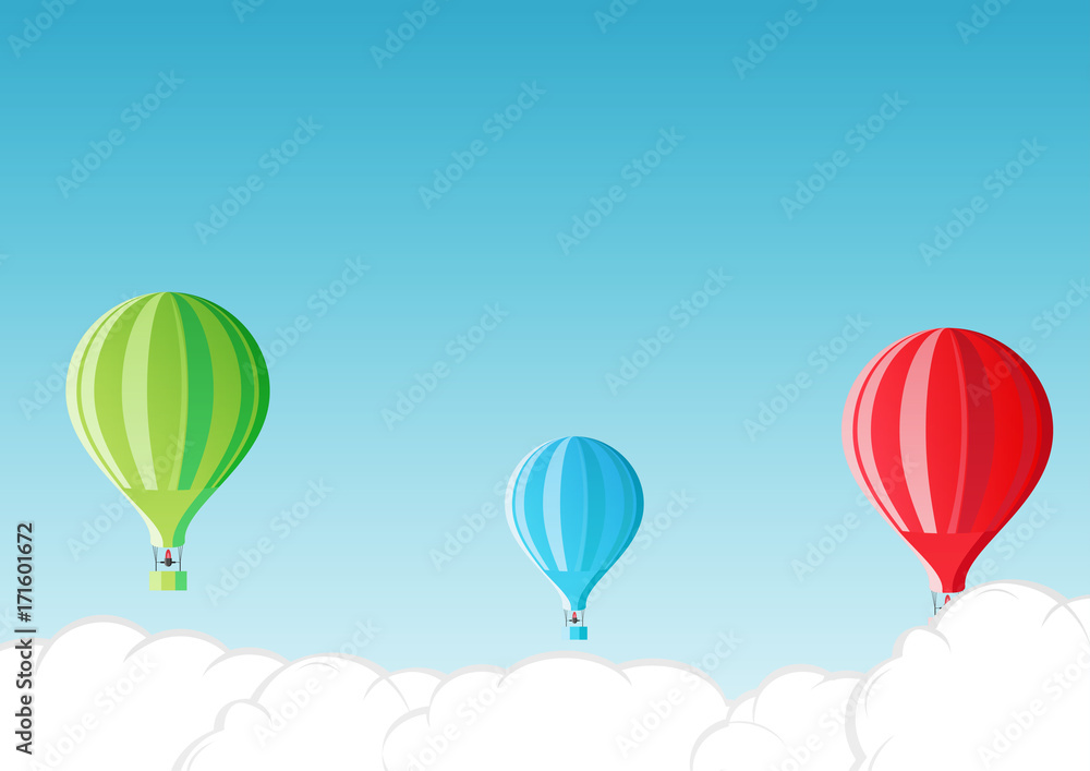 Obraz premium hot air balloon in the sky. vector illustration