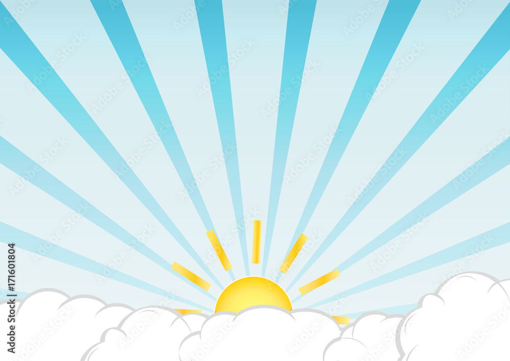 Vector cloud with sunlight on blue background Vector cloud with sunlight on blue background