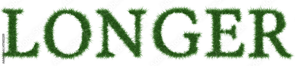 Longer - 3D rendering fresh Grass letters isolated on whhite background. Longer - 3D rendering fresh Grass letters isolated on whhite background.