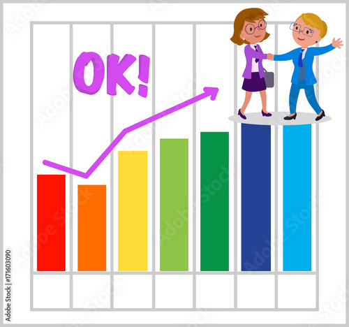 Women teamwork with good bar chart
