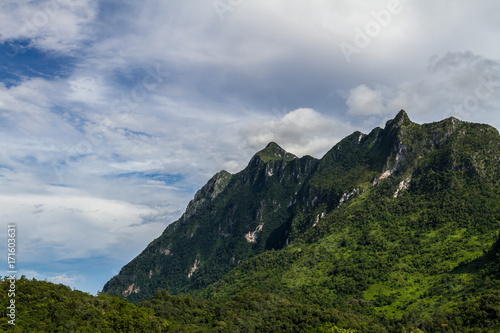 Beautiful mountain peak with green nature, Chiang Dao, Chiang Mai Province, Thailand