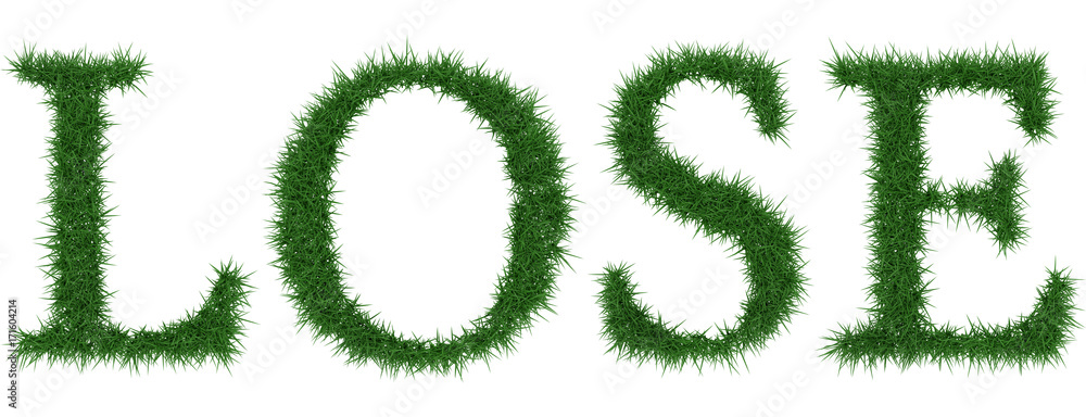 Lose - 3D rendering fresh Grass letters isolated on whhite background. Lose - 3D rendering fresh Grass letters isolated on whhite background.