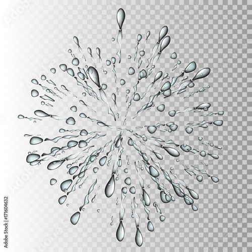 Transparent vector water splash in a circle, the explosion on a transparent background.