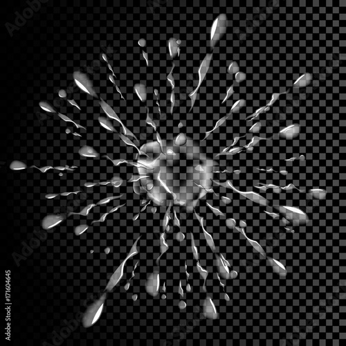Transparent vector water splash in a circle, the explosion on a transparent background.