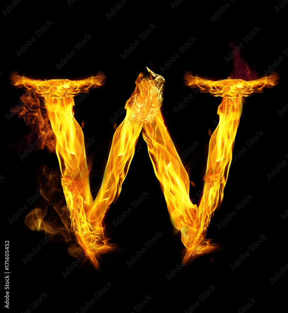 Letter W on Fire