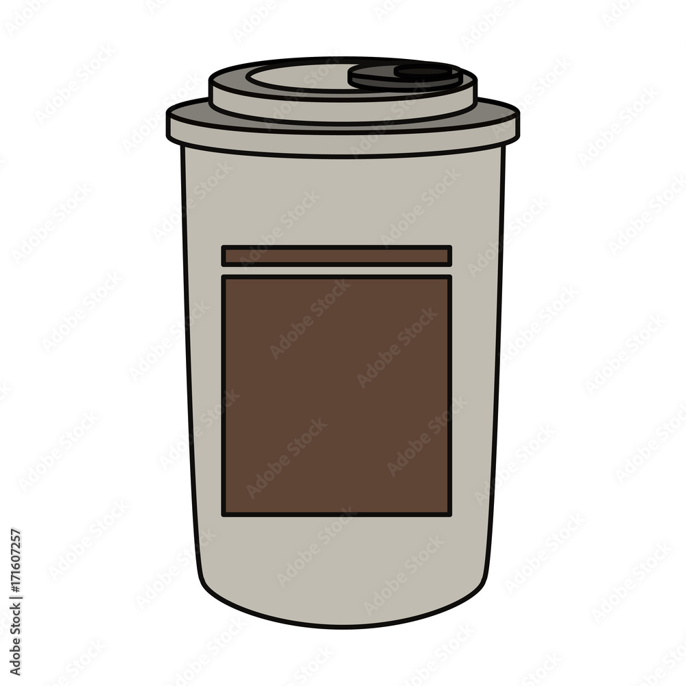 Disposable coffee cup icon over white background vector illustration
