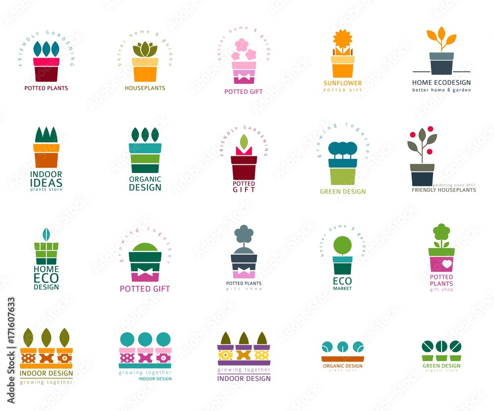 Fototapeta premium Set of logotypes of plants store