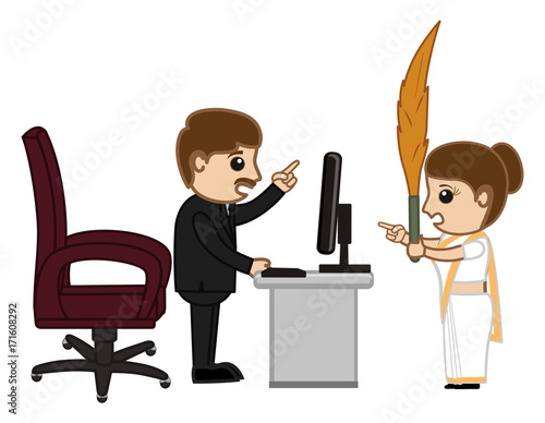 Cartoon Man and Woman Shouting