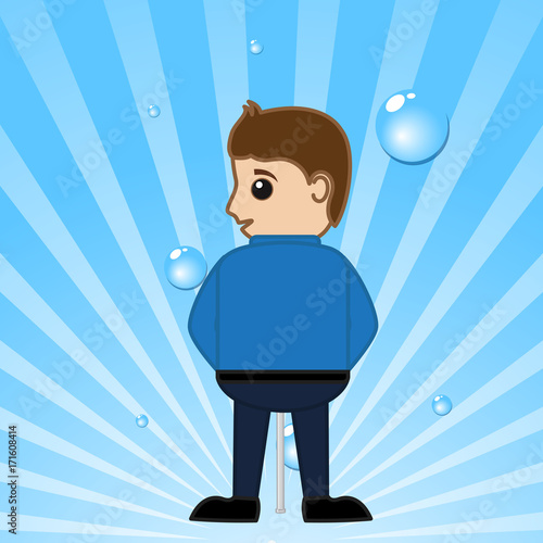 Man Standing and Pissing