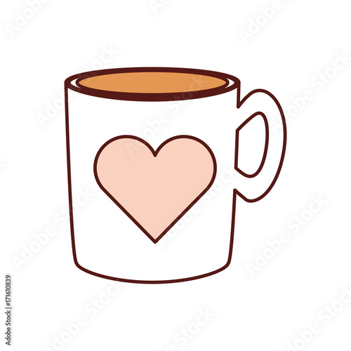 coffee mug with heart icon over white background colorful design vector illustration