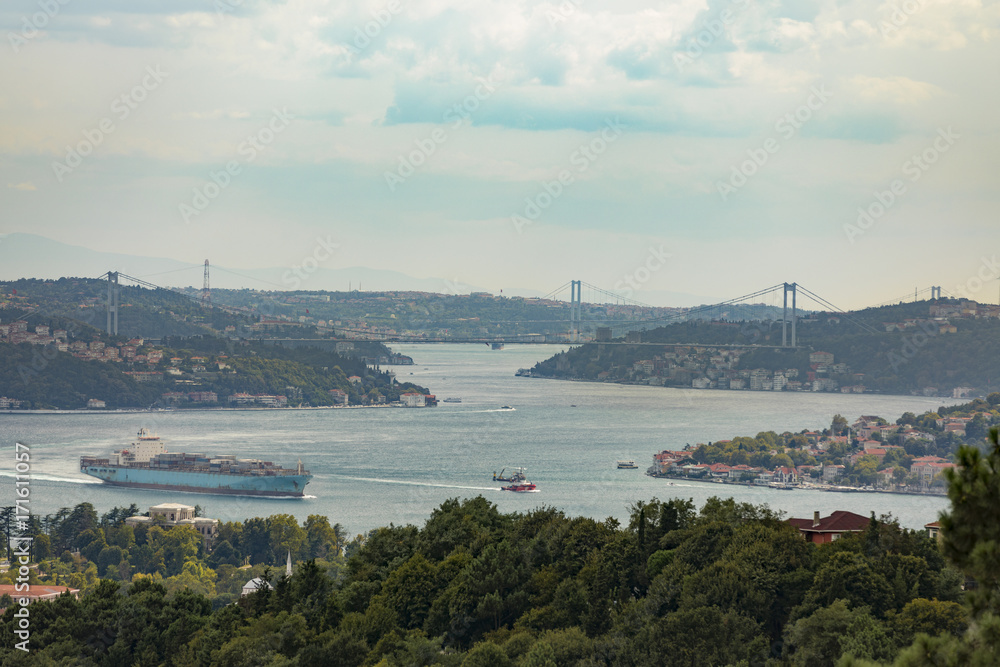Istanbul Bosphorus panorama with Bridges
