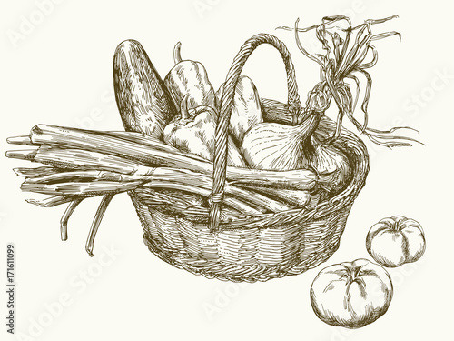 Basket with vegetables.