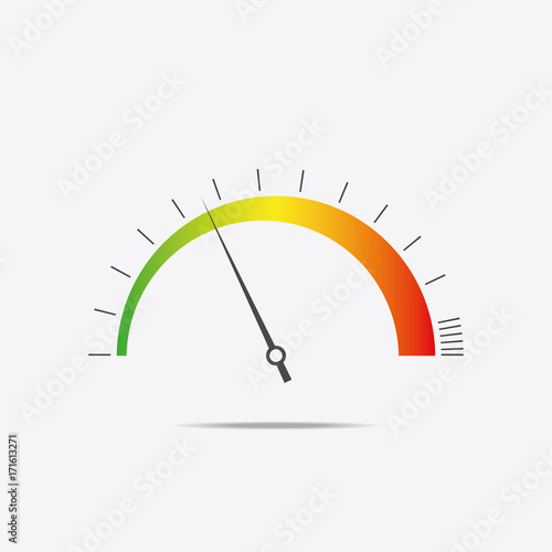Speedometer icon. Color infographics, speed dial. Vector illustration.