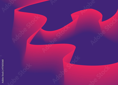 Fluid Colors with Blue Pink Violet Gradient Waves on Dark Background. Abstract Background. Perfect for Cover, Print, Poster and Flyer design.
