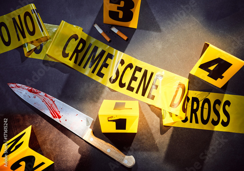 Do not cross tape with evidences at crime scene