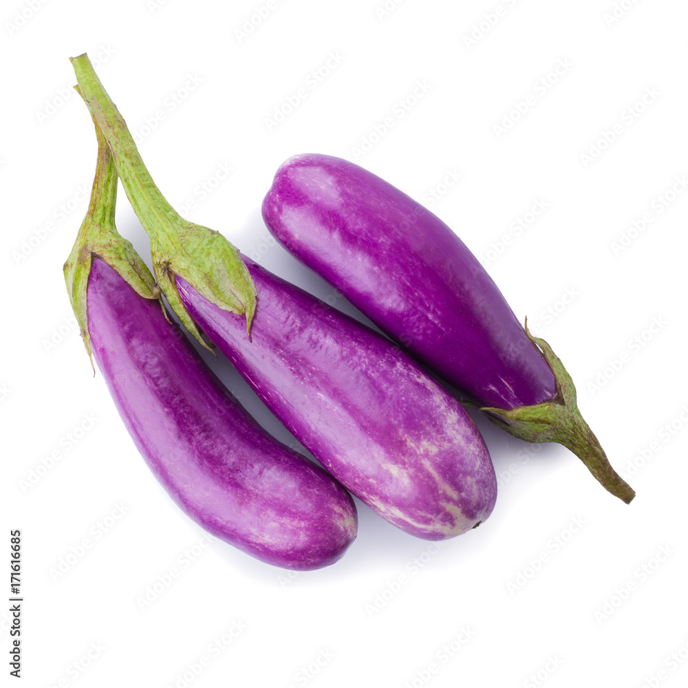 Eggplant or aubergine vegetable isolated on white background