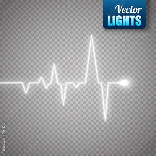 Heart pulse graphic isolated on transparent background. Medical vector background