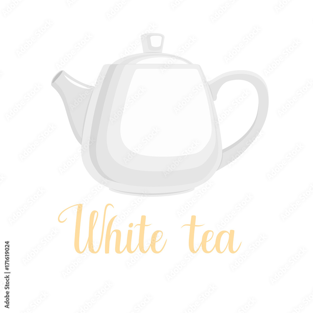 Teapot on white background, handwritten title Teapot on white background, handwritten title