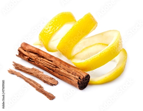 Lemon and cinnamon.Spices. photo