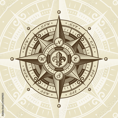 Vintage nautical wind rose
