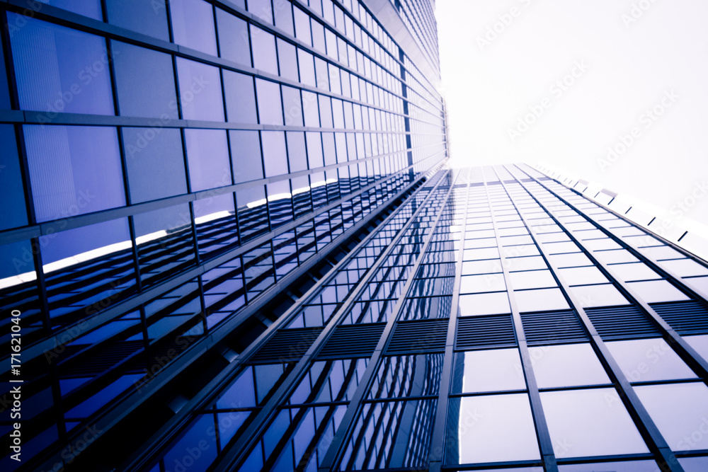 Fototapeta premium modern business skyscrapers. Office building close up. modern glass wall