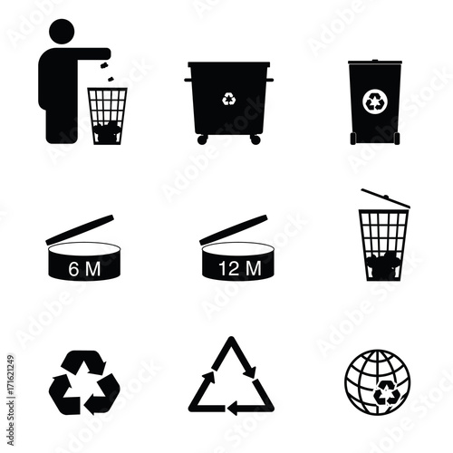 recycle icon set in black color illustration