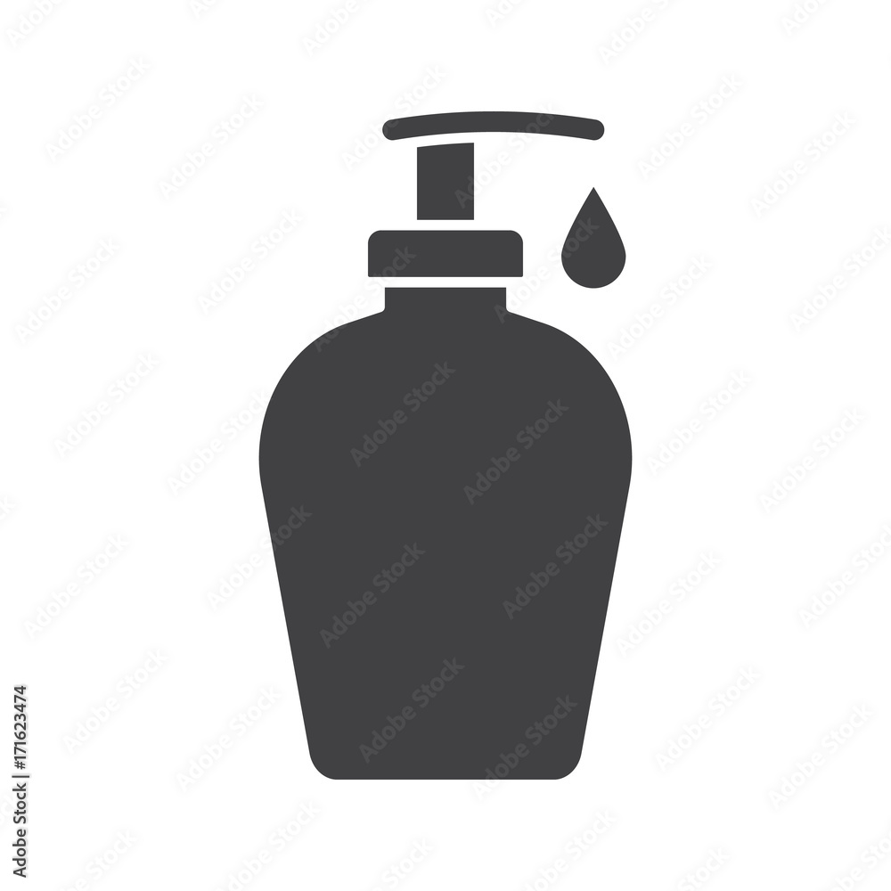 Liquid soap bottle with drop glyph icon Liquid soap bottle with drop glyph icon