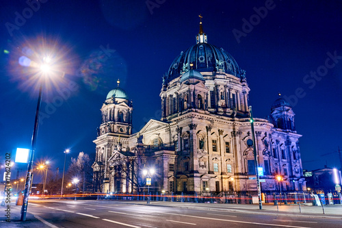 Berlin Cathedral or Berliner Dom at night  Berlin  Germany
