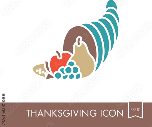 Autumn cornucopia icon. Harvest. Thanksgiving