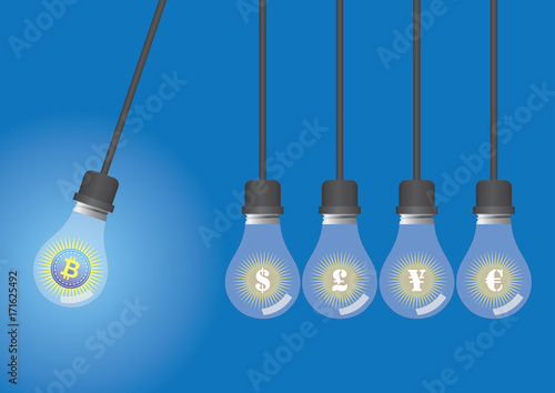 Business concept vector illustration. Swing light bulb