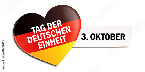 Tag der deutschen Einheit - Herz Button und Banner mit Termin 