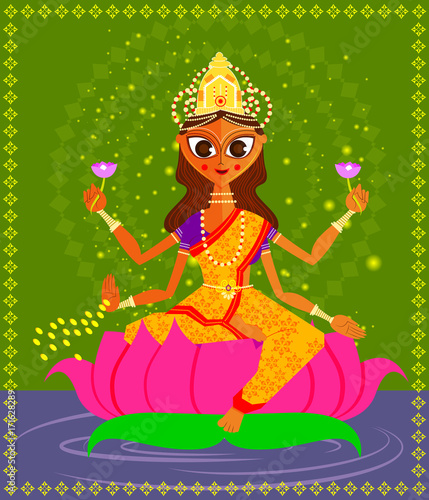 illustration of Goddess maa laxmi for Navaratri  Happy Dussehra 