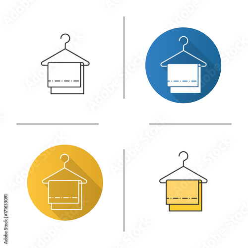 Towels on clothes hanger icon