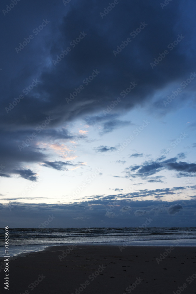 Stormy evening by Baltic sea, Liepaja, Latvia.