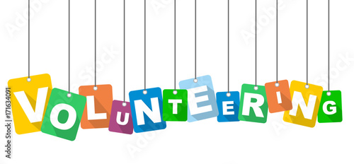 Colorful vector flat design background volunteering. It is well adapted for web design.