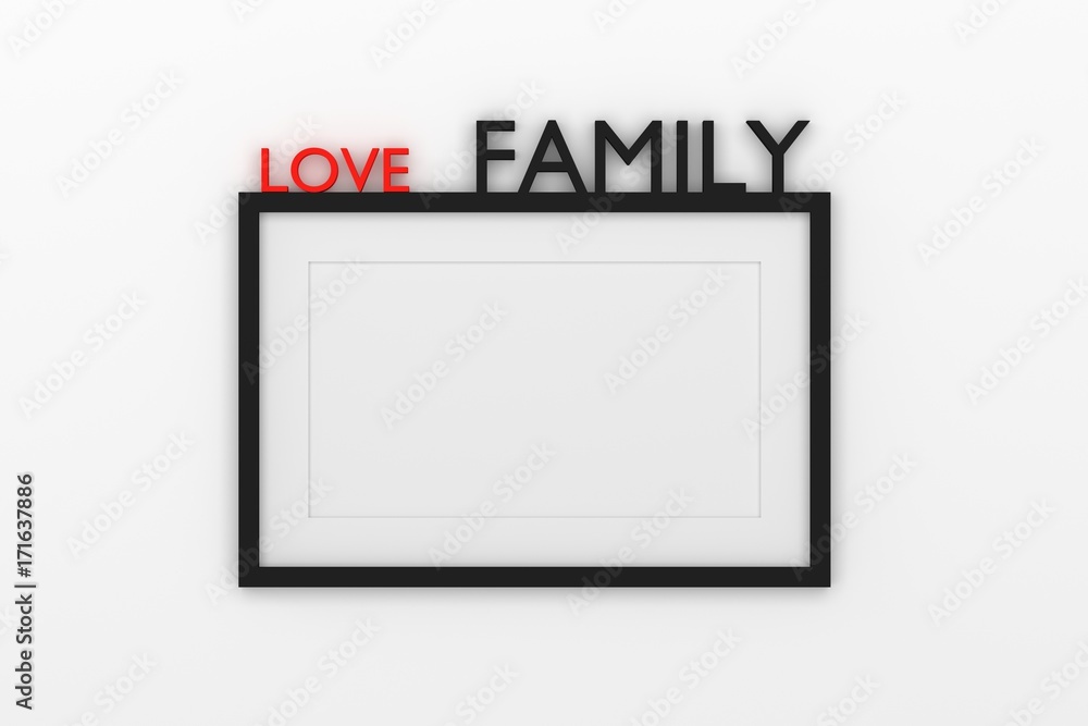 Blank picture frame templates set with LOVE FAMILY word on white background  Stock Photo | Adobe Stock