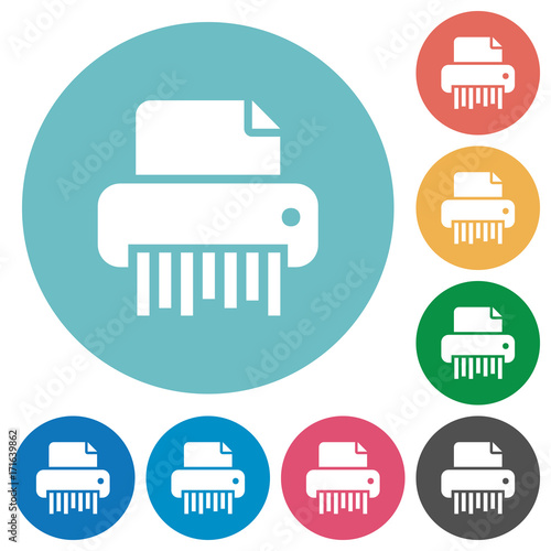 Office shredder flat round icons
