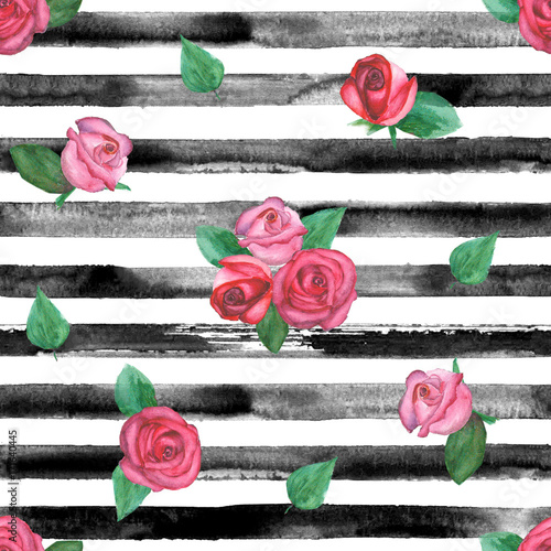 Rose striped seamless pattern
