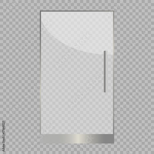Transparent glass door, isolated, vector illustration