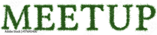 Meetup - 3D rendering fresh Grass letters isolated on whhite background.