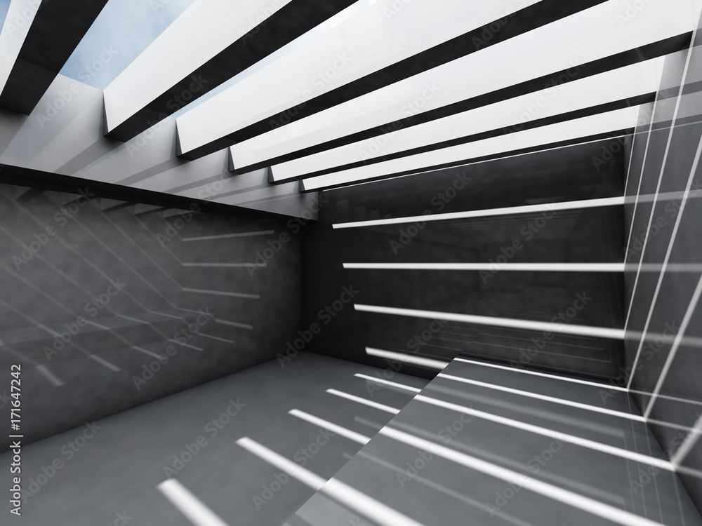 Fototapeta premium Room with ceiling illumination, 3 d render